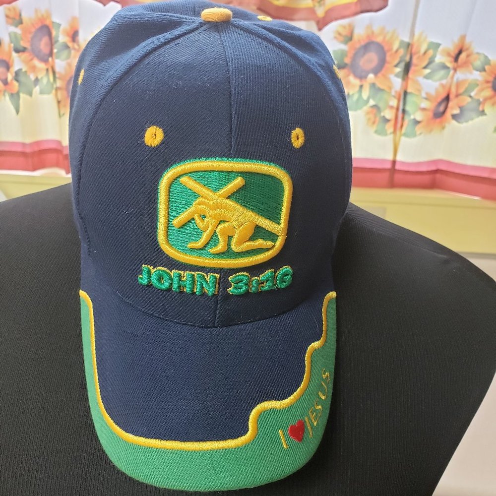 New John 3:16 Christian Hat Blue I Love Jusus